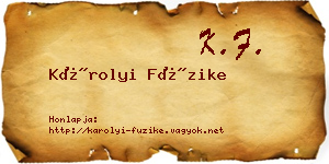 Károlyi Füzike névjegykártya